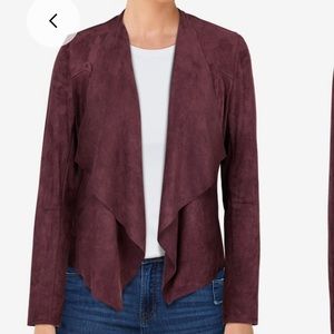 Faux Suede Drape Front Jacket